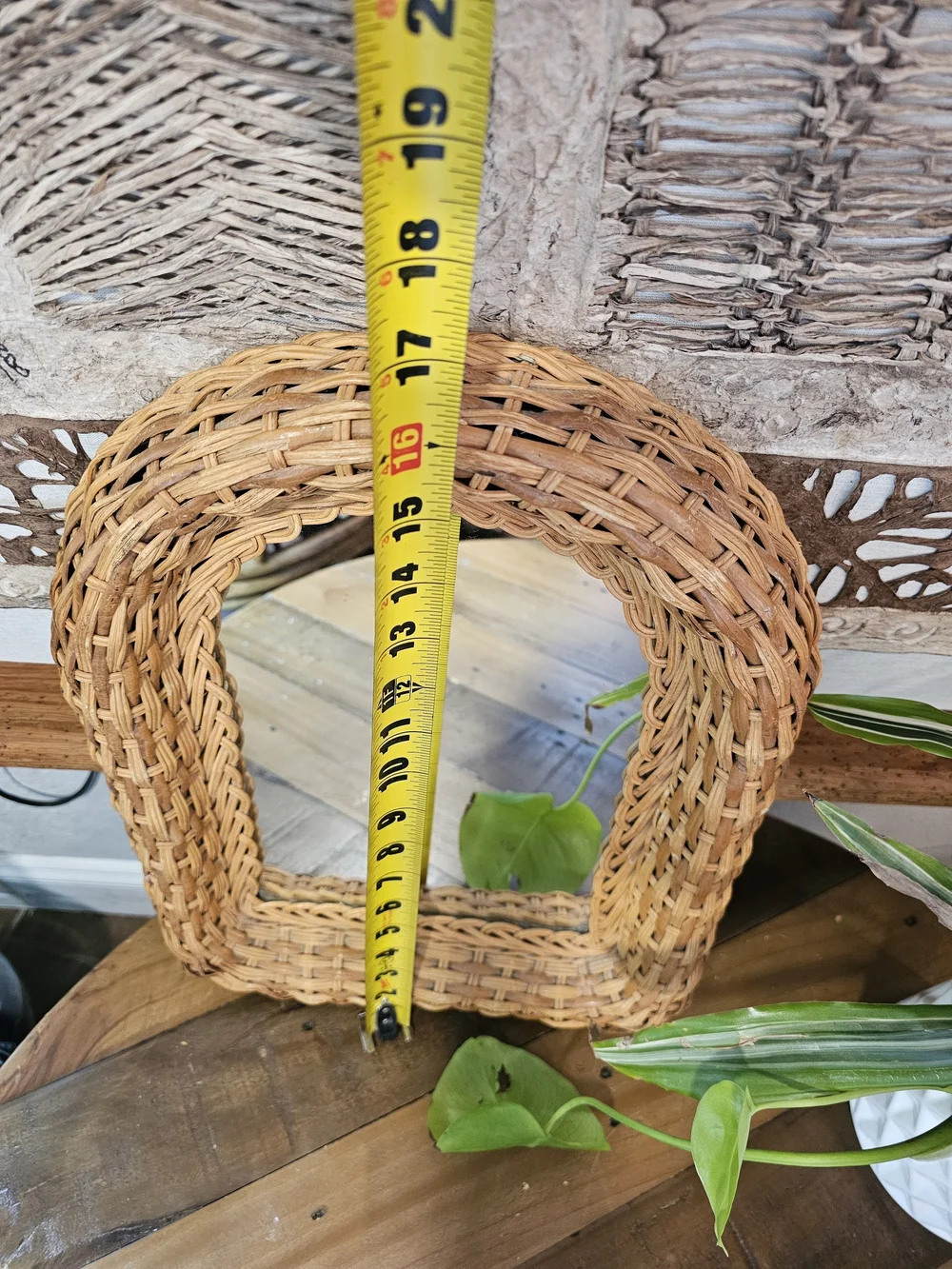 VintageNatural Rattan Wicker Arched Mirror 1970s 16